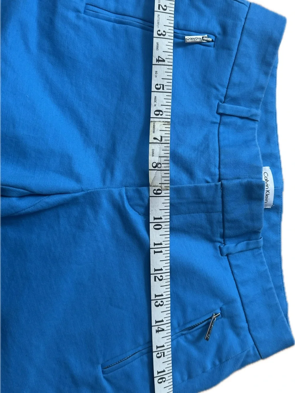Calvin Klein Teal Blue Women's Casual Zip Pocket Shorts